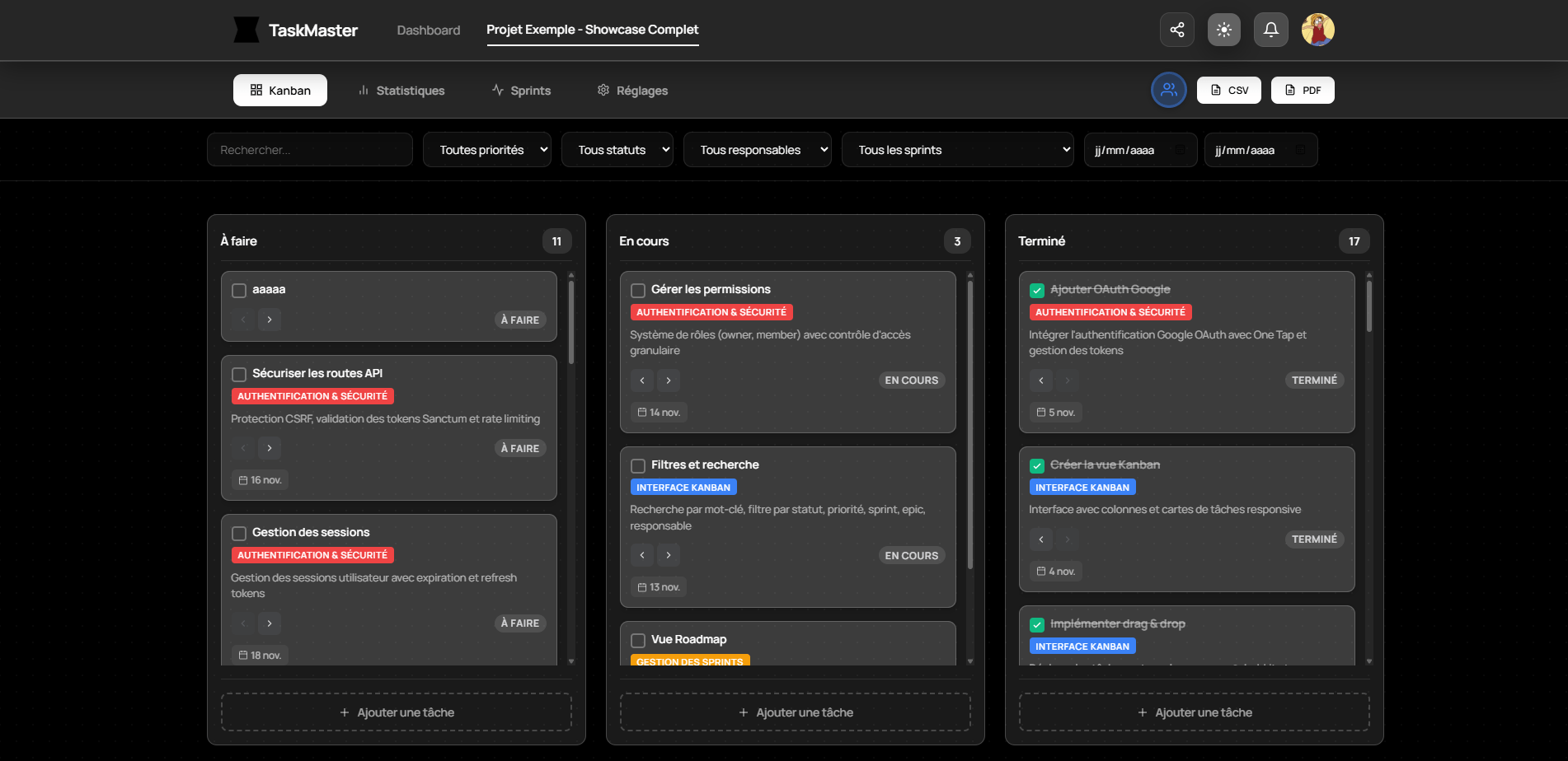 TaskMaster - Gestion de Projet Agile - view 1